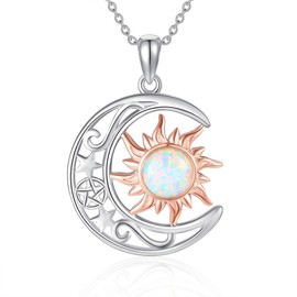 MONGAS Sun and Moon Necklaces for Women Sterling Silver Moon Pendant Necklace Jewelry for Women