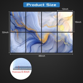 HIRESC Decorative Acoustic Panels 8 Pack, 48"x32" Large Sound Absorbing Wall Art Panels, Self-Adhesive Sound Proof Foam Panels for Bedroom, Home Theater, Studio, Office - Wavy