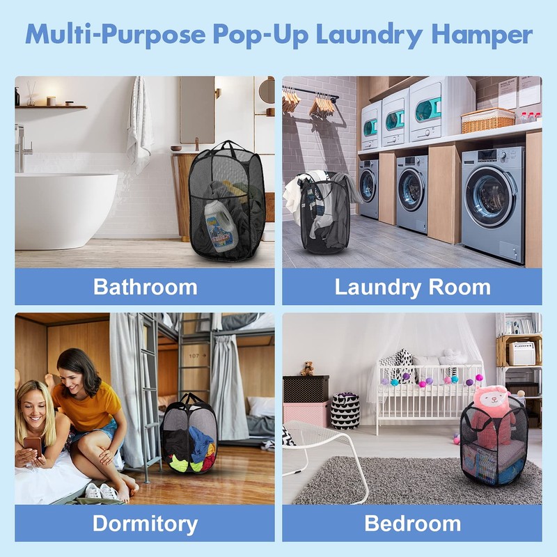 DUCOO Pop Up Hamper, 1 PCS Mesh Pop Up Laundry