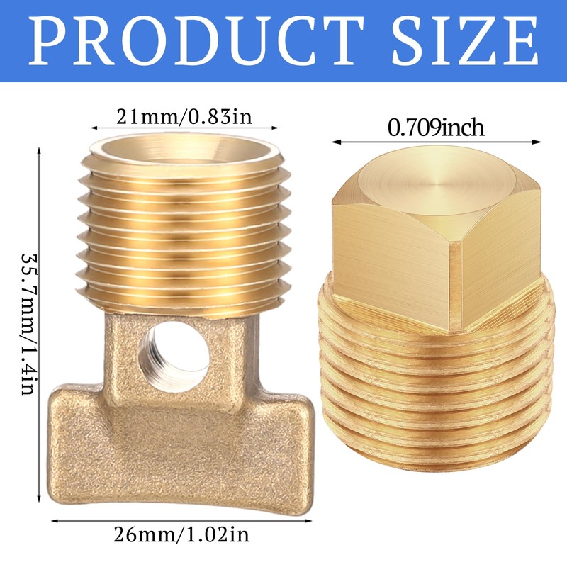 Otoolling 4 Pcs 1/2" NPT Solid Brass Drain Plugs, Commonly