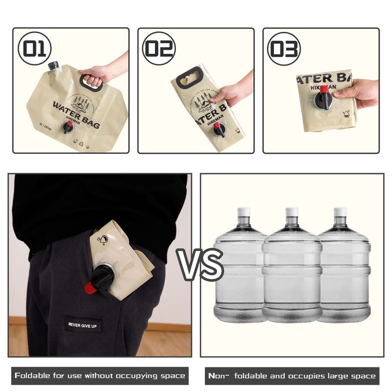 HIKEMAN Camping Water Container Bag - Collapsible Water Storage Carrier