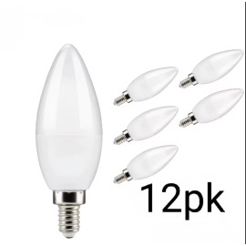 Trisonic 12pk LED Candelabra Bulb C37 Replacement 7W 60W E12 Base 120V 2700K Warm Frosted