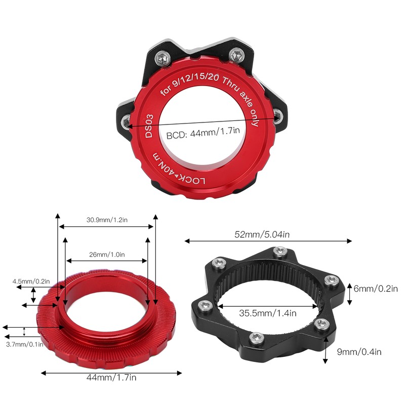 MEIJUN Centerlock to 6 Bolt Fitting Adapter Lockring Aluminium Alloy