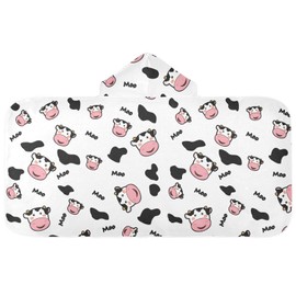 Selerdon Kids Beach Towel for Boys Girls, Cute Cow Cow Print Bath Towel Wrap, Baby Hooded Towels, Toddler Soft Pool Swim Towels