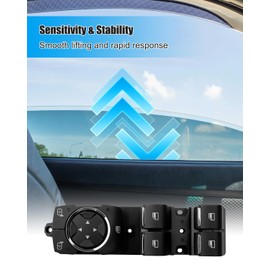 Master Power Window Switch Fit for Ford Fusion 2013-2020 Replace DG9Z14529AA DWS1608 1S14147 SW7339 for Front Left Driver Side, with Rearview Mirror Adjustment Button, 3 Metal Pins