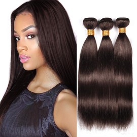 20/20/20 inch Brown Bundles Straight Human Hair Color 4 Chocolate Brown Human Hair Dark Brown Bundles Weave No Tangle Hair Extensions For Black Women