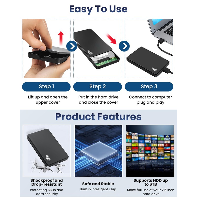2.5" Hard Drive Enclosure USB 3.0 to SATA III Tool