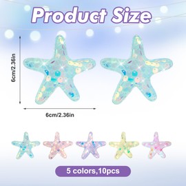 Guduling 10 Pcs Glitter Starfish Clips,Seashell Hair Clip,Mermaid Hair Clips,Sequins Snap Hairs Clip Beach Sea Star Hairpins for Women Girls,Beach Wedding Hairstyle Tool Multicolor