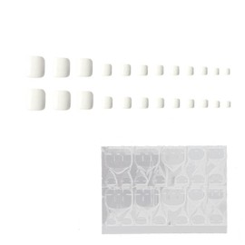 24 PCS Pure White French False Toenail, All White Press on Toes Nails Short Square Light Weight Fake Toe Nail Tips with Glue Full Cover Spring Summer Seaside for Women and Girls