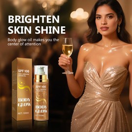 Shimmer Body Oil, Glow and Waterproof Body Glow Oil, Body Shimmer Oil Enriched with Natural Oils for Hydrating & Shimmering Skin