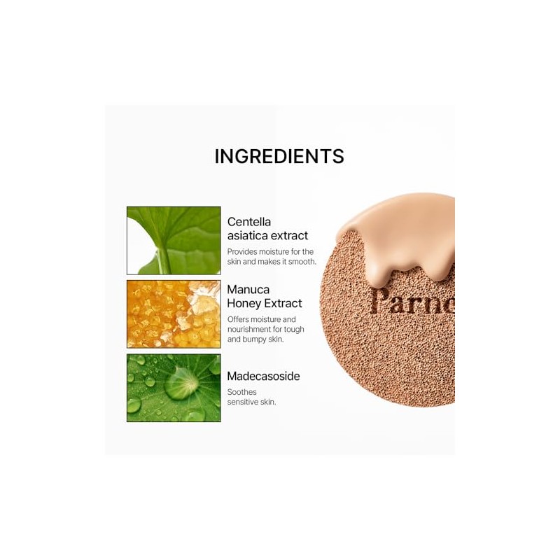 Parnell Cicamanu Serum Cushion Base Maquillaje Hidratante Piel Sensible Seca