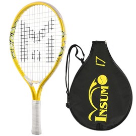 INSUM 17 inch Kids Tennis Racket for Aged 2~3 Starter, Multi-Color & Size Toddlers Tennis Racket for Baby Boys & Girls Beginner, Come with Shoulder Cover Bag for Carry(Yellow)