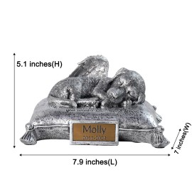 Resin Silver Puppy Memorial Urn - Engravable Name/Date Plaque, Pet Ashes Container, Ideal for Home Remembrance KeepsakeColor: As picture, Size: One Size