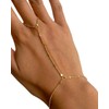 LEEQBCR 1 Piece Golden Hand Chain Bracelet with Finger Ring,
