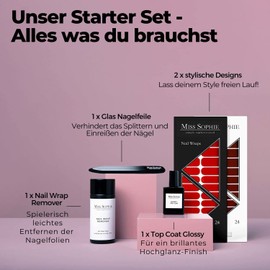 Original Miss Sophie Starterset I Selbstklebende Nagelfolien I Nagelaufkleber in Rose Babyboomer & Make Me Blush I Kein Absplittern I Langer Halt I Schnelle & einfache Anwendung