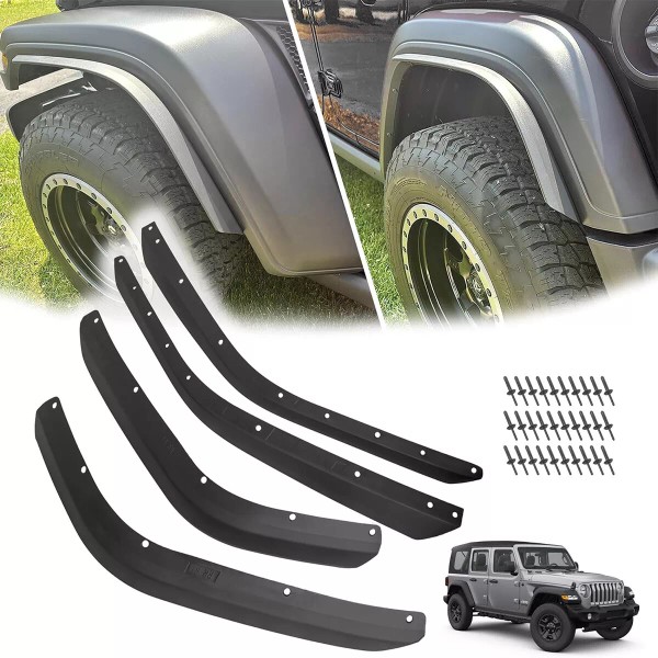 Unbranded 4Pcs Low Wheel Fender Flares Extensions Set Fits 2019-2024