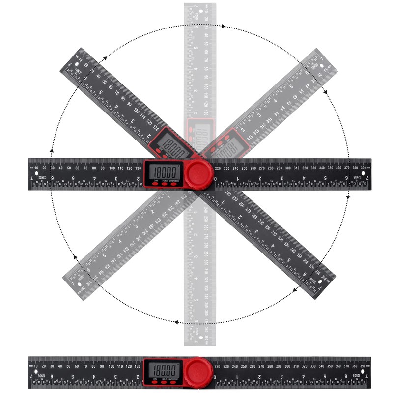 Bestgle Protractor Digital Angle Ruler 2-in-1 Ruler Angle Measurement 360°