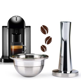 Sesama Reusable Coffee Capsules Pods for Nespresso VertuoPlus Vertuoline Series 304 Stainless Steel,Eco-Friendly Refillable and Cost-Effective, MT0105-US