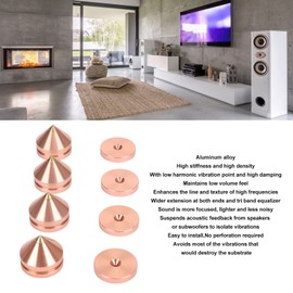 Präzisionsschallkontrolle, Rauschreduktionstechnologie, 4pcs Isolation Feet Pads Kit für den Verstärker des Lautsprecher Players, Aluminiumlegierungskonstruktion (Roségold)