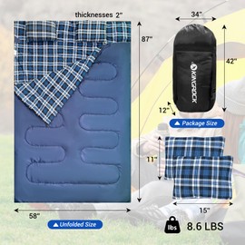 KINGROCK Sleeping Bags for Adults Backpacking Lightweight Waterproof- Cold Weather Sleeping Bag for Adults for Warm Camping Hiking Outdoor Travel with Compression Bags