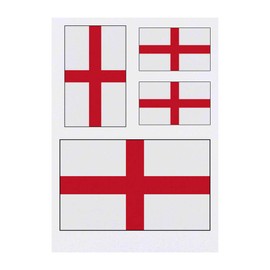 4 x 'England Flag' Temporary Tattoos - Water Resistant, Skin-Safe, Non-Toxic Transfers, Mixed Sizes (TO00014609)