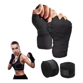 2 Piezas Vendas De Box Semielasticas De 5m Boxeo Vmim Color Negro