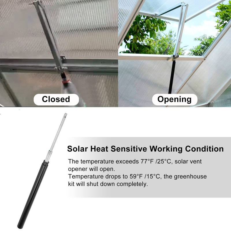 Automatic window opener for greenhouse, automatic opening and closing, temperature