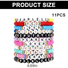 11 Pcs Taylor Friendship Bracelets Set – Colourful Boho Letter Wristbands for Women & Men – Trendy Concert Souvenirs – Taylor-Inspired Fashion Accessories