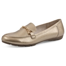 CLIFFS BY WHITE MOUNTAIN Women's Genius Cushioned Moc-Loafer, Gold/ES-Print, 7 M