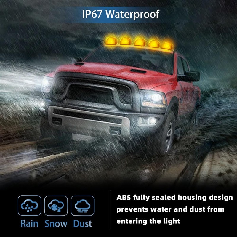 UPXSXT 5Pcs No Drill Car Cab Lights, Solar Powered Waterproof