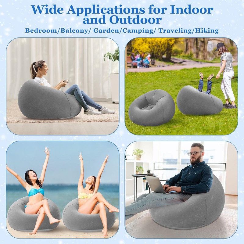 Realspring Inflatable Bean Bag Chairs Outdoor Blow up Camping Chairs