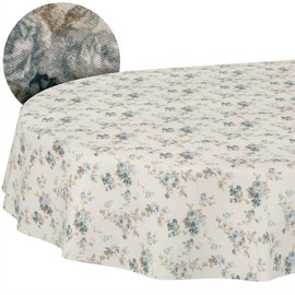 Tovaglia lavabile, effetto loto, facile da pulire, in cotone e poliestere, antimacchia, per esterni, ovale, 180 x 140 cm