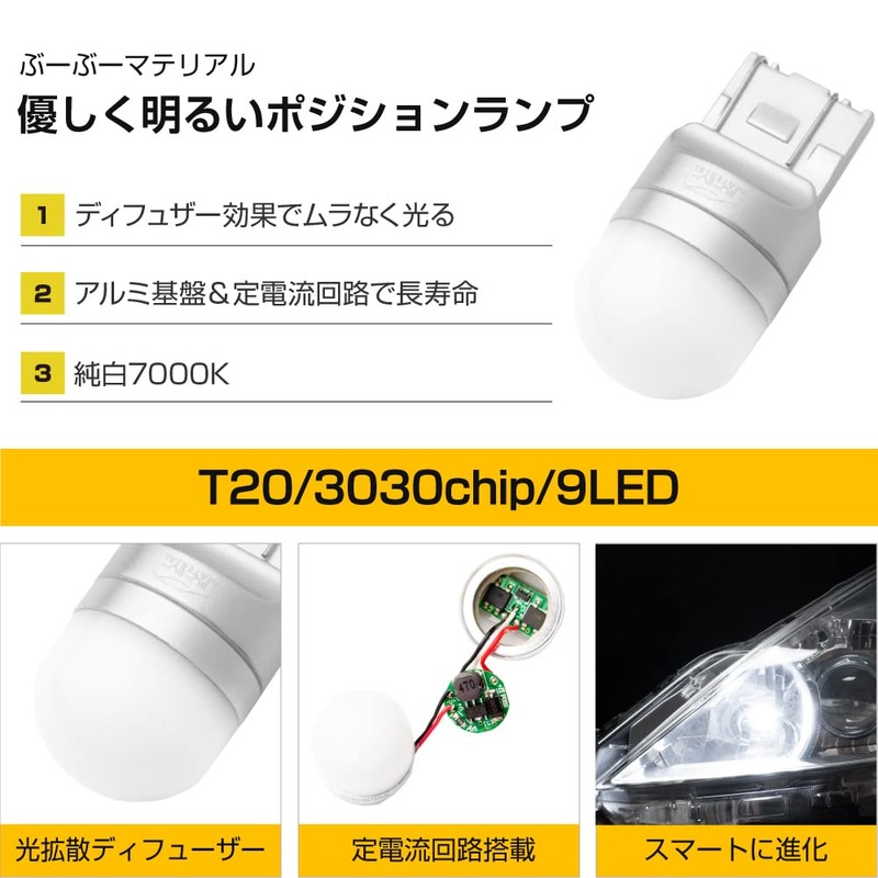 Bubu-Material T20 Double LED White 7000K Single Use Brake Lamp