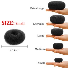 Extra Hair Donut Bun Maker for Kids, Ring Style Bun, 2PCS Chignon Hair Small Doughnut Shaper for Short and Thin Hair (Small, 2.5 Inch/Black）