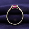 AFFY Baguette Shape Simulated Ruby Solitaire Band Ring 14k Yellow