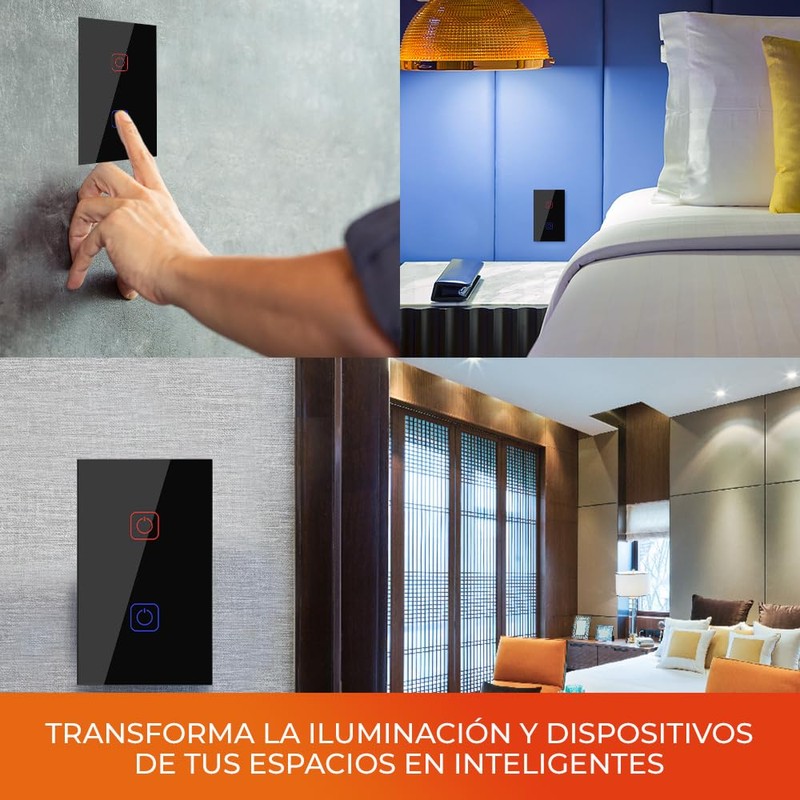 Tecnolite Connect - Apagador Inteligente Táctil WiFi 2 Circuitos, Requiere