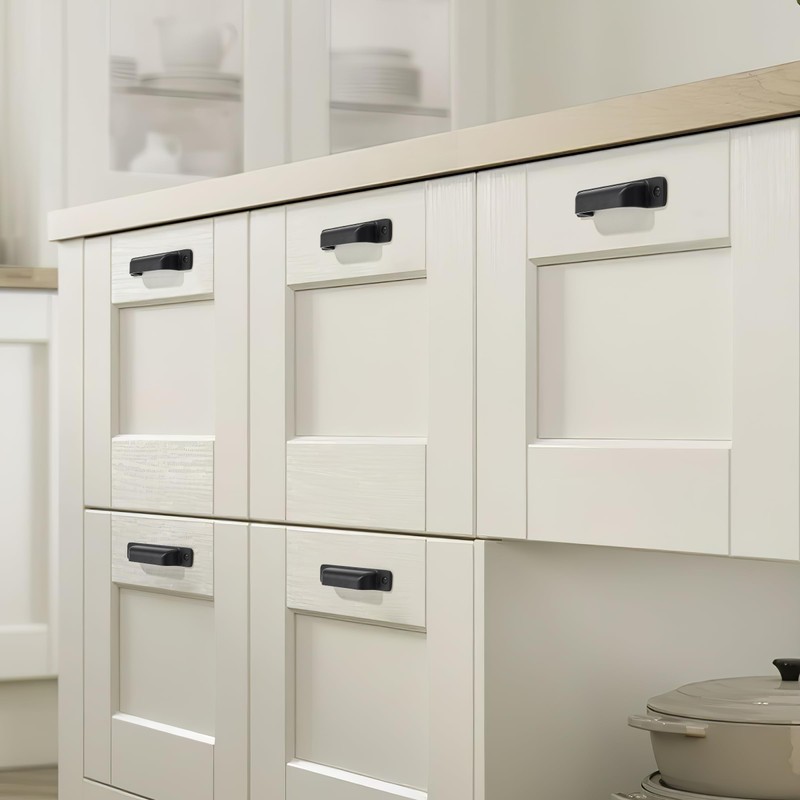 Dosoye 5 Packs 3-3/4in(96mm) Drawer Pulls Black Cabinet Cup Pulls