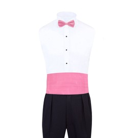 CBUND-ADF-21 - Mens Formal Woven Satin Cummerbund Pre-Tied Bowtie Hanky set.