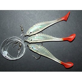 SUPER CATCH BIG FISH SHAD RIG LURE 3 x 6/0 HOOK BOAT BASS COD SEA FISHING LINE CLIP