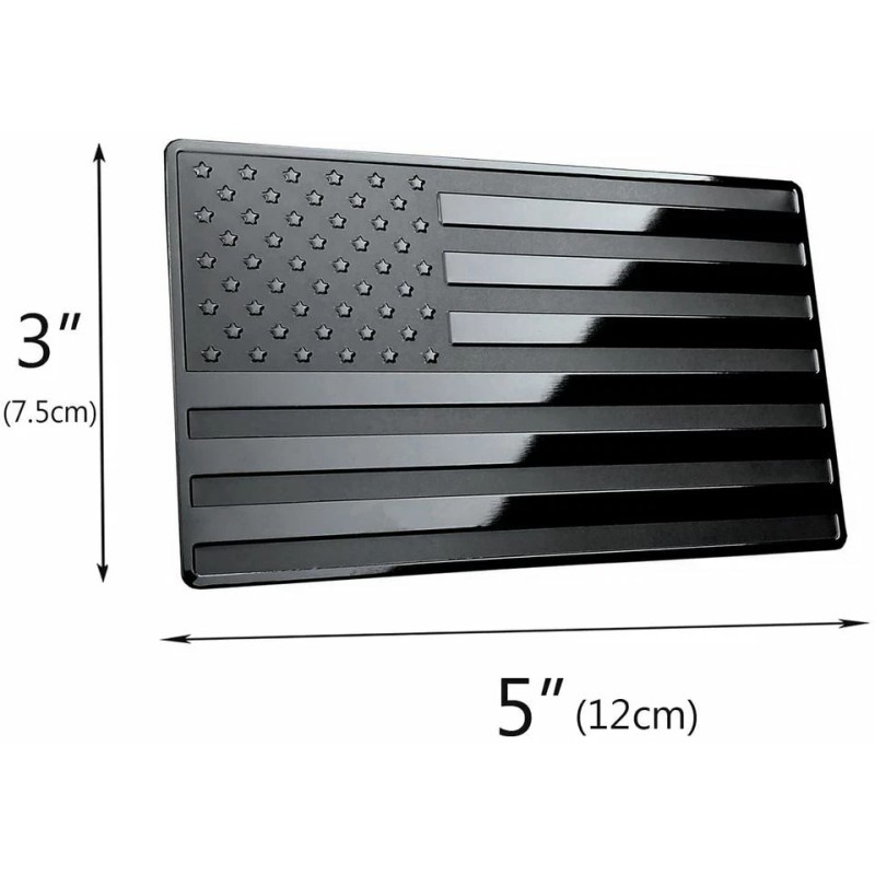 LAMZAL USA Black Metal Flag Emblem for Cars, Trucks 5"x