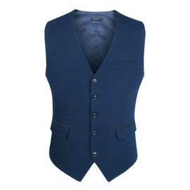 HISDERN Suit Vest for Men Elegant Wedding Vest Classic Plain Casual Business Vest Formal Tuxedo Suit Vests with Pockets, Navy Blue-2