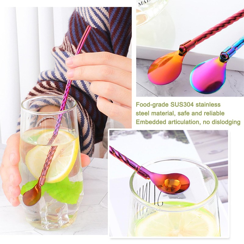 6 PCS Long Handle Spoon, 9 Inch Ice Tea Spoon,