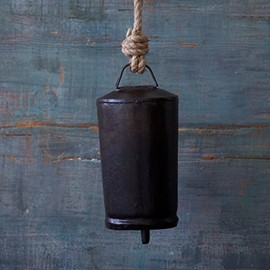 Paper High Large Charcoal Black Iron Hanging Bell (Bell 170 mm length, 90 mm diameter)