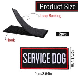 2 Pack Service Dog Patch, Black Dog Vest Patches Red Border for Service Training Dogs and Emotional Support Dogs
