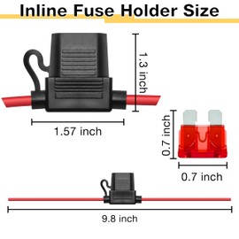 2 PCS Inline Fuse Holders 12V, 18 AWG Car Gauge Inline Fuse, Waterproof Fuse Holder with 10A ATC/ATO Standard Blade Fuses for Automotive, Marine, Golf Cart Lighting, Electrical Circuits