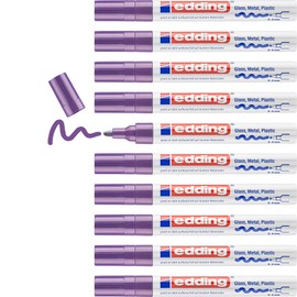 edding 750 gloss paint marker - violet - 10 paint markers - round tip 2-4 mm - paint pen for glass, pebbles, wood, plastic, paper - waterproof, high coverage
