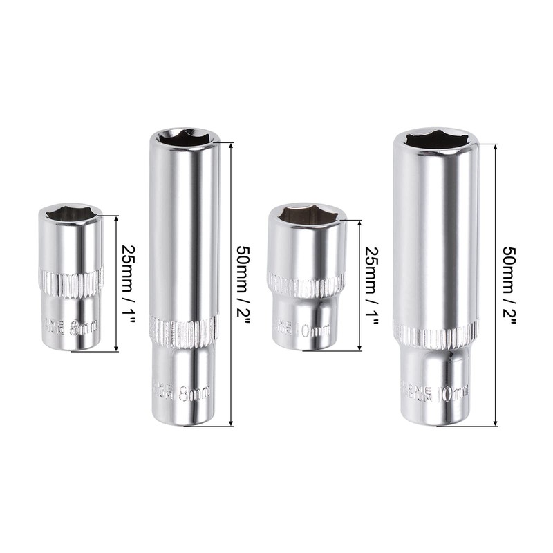 uxcell 1/4-inch Drive by 8mm & 10mm Deep and Shallow