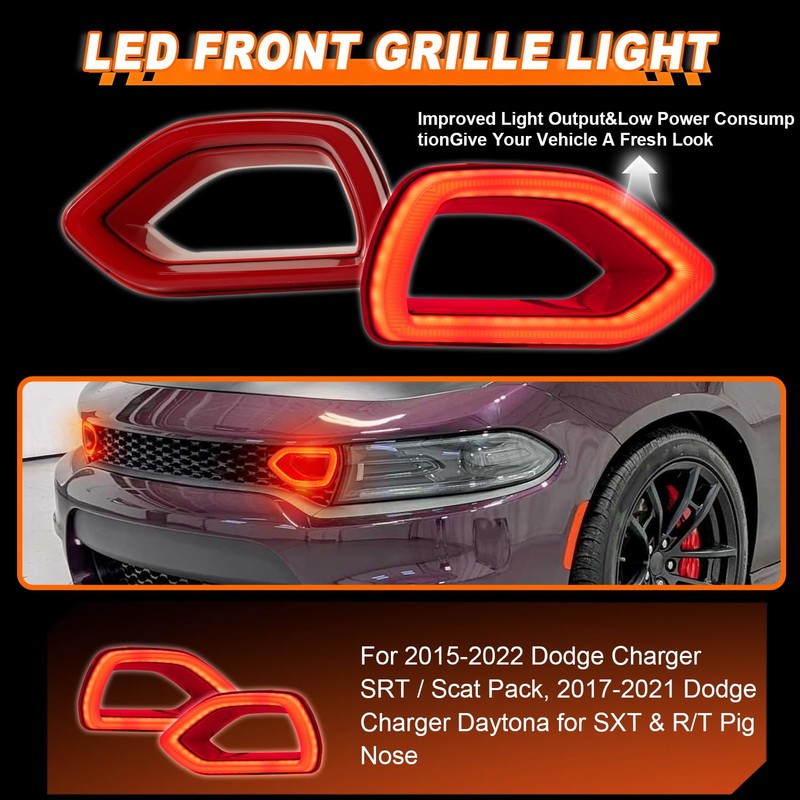 Vektoris Front Bumper LED Grille Lights for 2015-2022 Dodge Charger