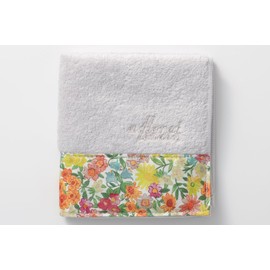 DDintex FLORET LONDON Shirring Hand Towel, Sandra Spring, Yellow, 7.9 x 7.9 inches (20 x 20 cm) [With Liberty Print]