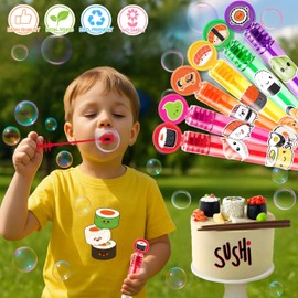 Sushi Party Favors for Kids – 24PCS Food-Themed Mini Bubble Wands, Great for Birthday Supplies, Pinata Fillers, Goodie Bags & Classroom Rewards